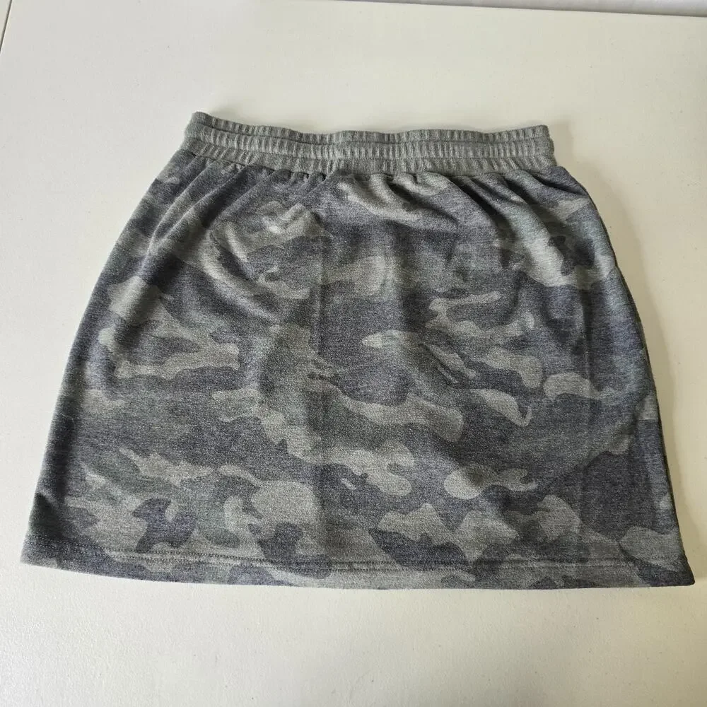 Jane & Delancey Skirt Women's L Green Camo Elastic Waist Drawstring Pockets
